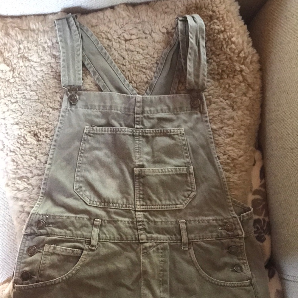 Free People ziggy overalls green medium cotton